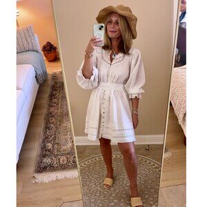 Cleobella Ivory Organic Cotton belted Button-Front Dress